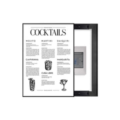 Cocktail Menu Breaker Box Cover | Decorative Electrical Panel Wall Art | Horizontal Version
