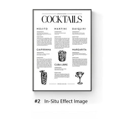 Cocktail Menu Breaker Box Cover | Decorative Electrical Panel Wall Art | Horizontal Version
