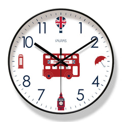 English Style Wall Clock Silent Sweep Seconds Quartz Clock