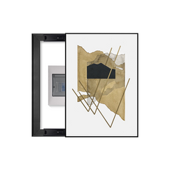 Golden Abstract Geometric Breaker Box Cover | Stylish Electrical Panel Conceal