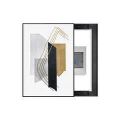 Bold Black Stripe Breaker Box Cover with Gold Lines | Decorative Panel Art