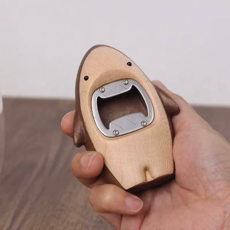 Walnut Shark Bottle Opener Creative Design