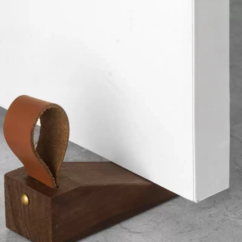 Black walnut wooden door stopper safety top door device