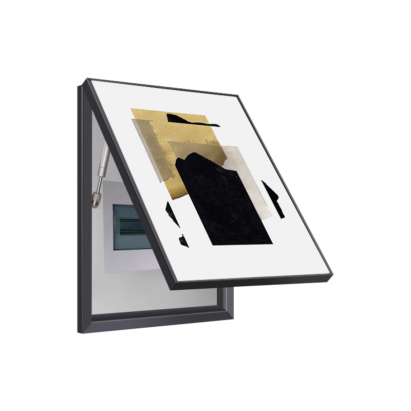 Layered Neutral & Black Abstract Breaker Box Cover | Decorative Panel Conceal