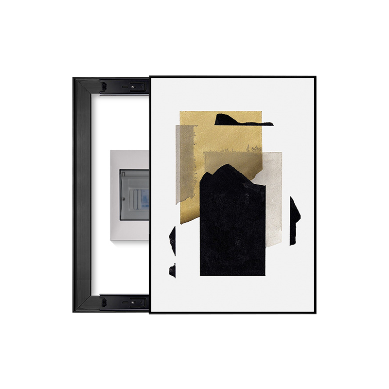 Layered Neutral & Black Abstract Breaker Box Cover | Decorative Panel Conceal