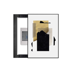 Layered Neutral & Black Abstract Breaker Box Cover | Decorative Panel Conceal
