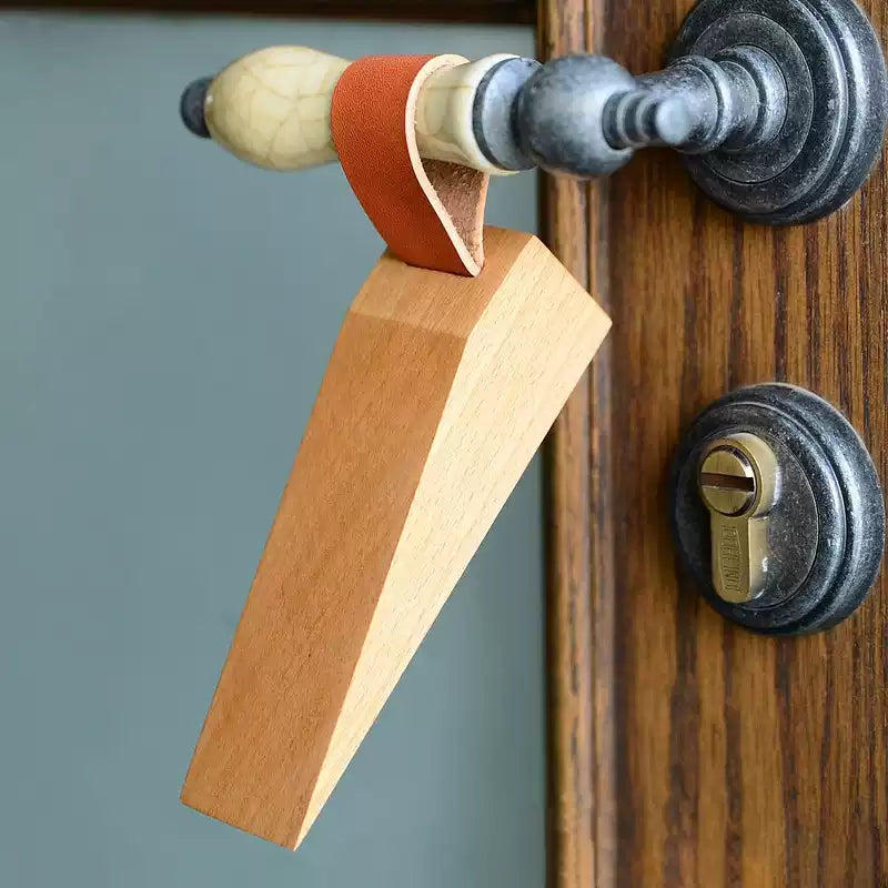 Black walnut wooden door stopper safety top door device
