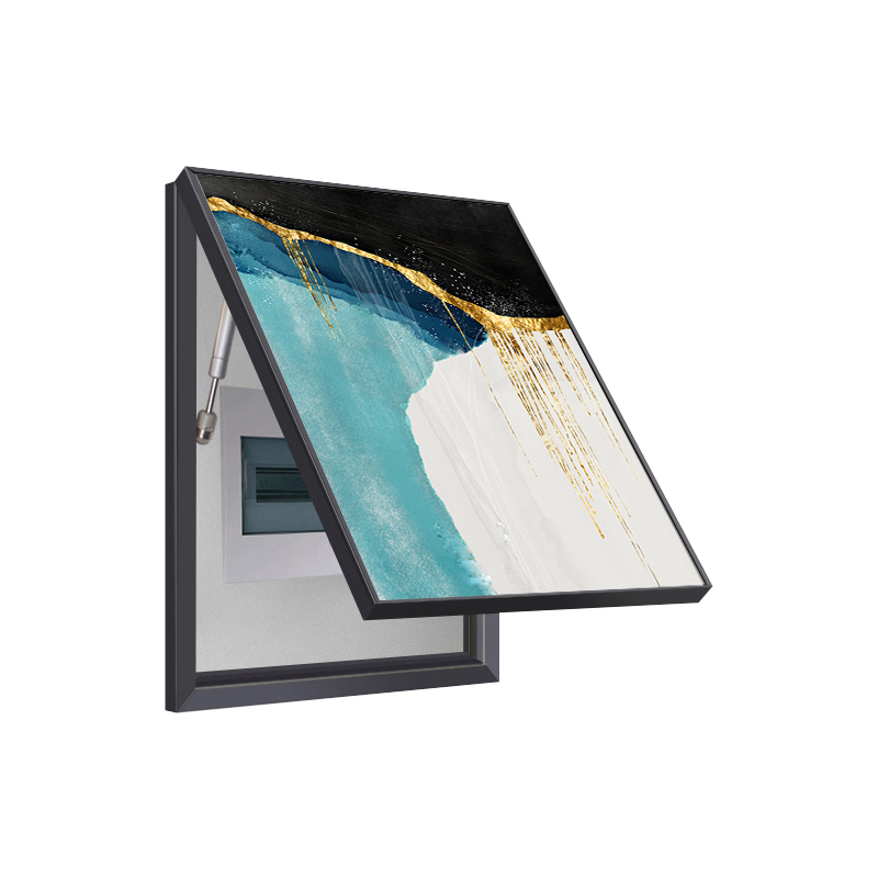 Turquoise Ocean Flow Breaker Box Cover with Gold Drip | Decorative Panel Art