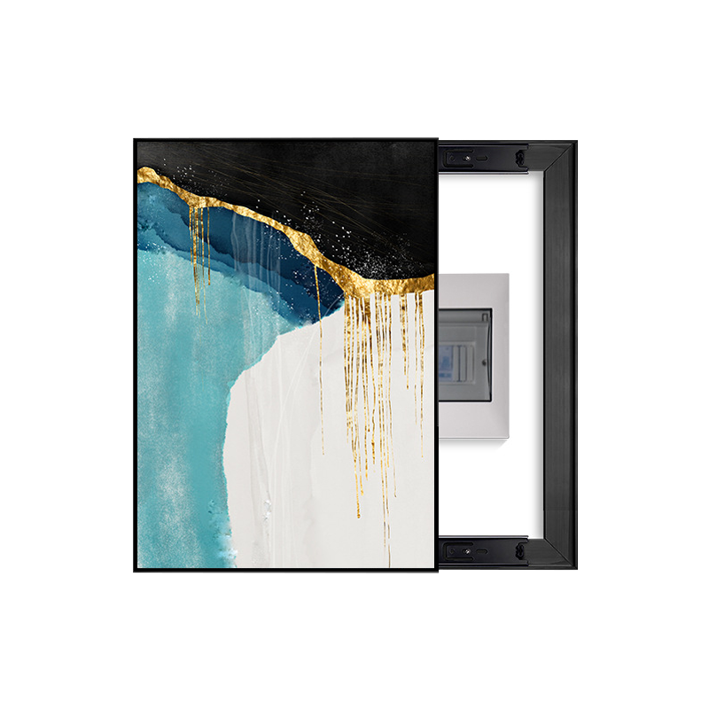 Turquoise Ocean Flow Breaker Box Cover with Gold Drip | Decorative Panel Art