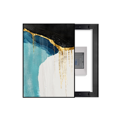 Turquoise Ocean Flow Breaker Box Cover with Gold Drip | Decorative Panel Art