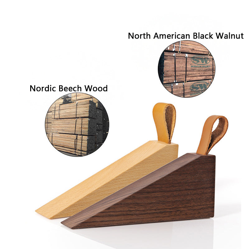 Black walnut wooden door stopper safety top door device