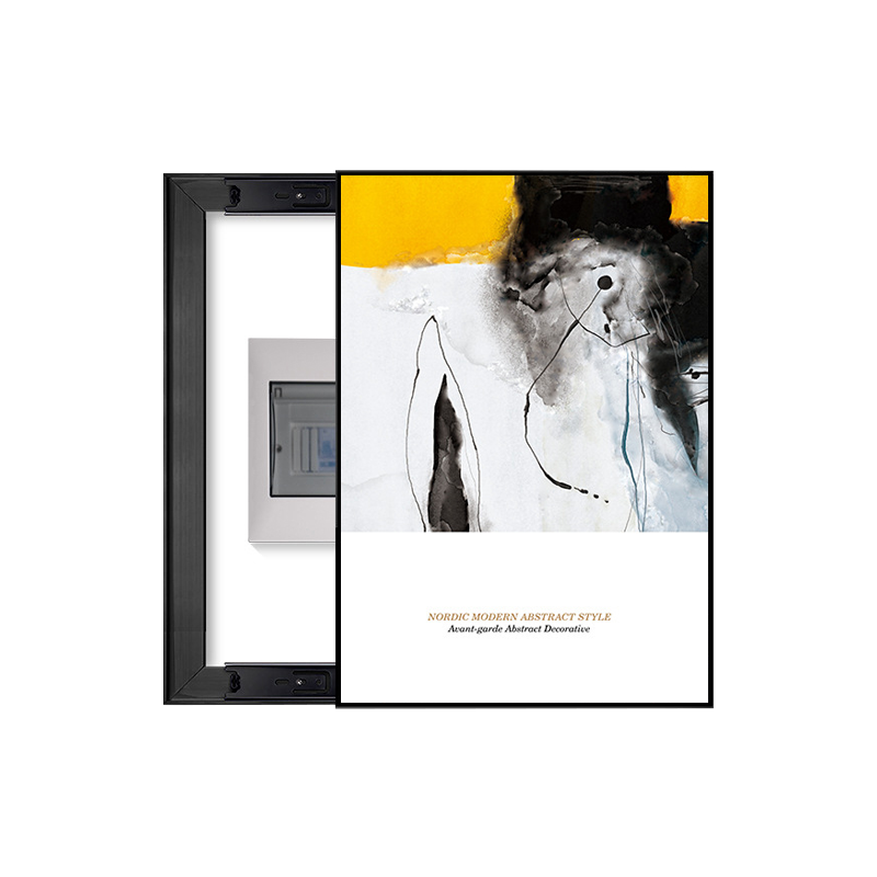 Yellow Accent Modern Abstract Breaker Box Cover | Decorative Panel Conceal