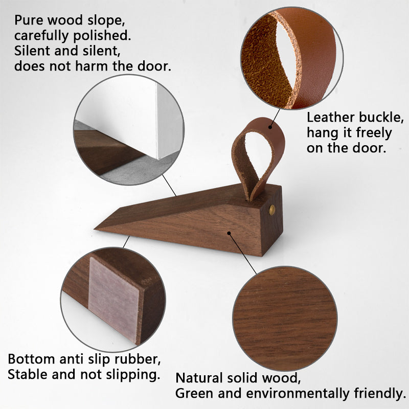 Black walnut wooden door stopper safety top door device
