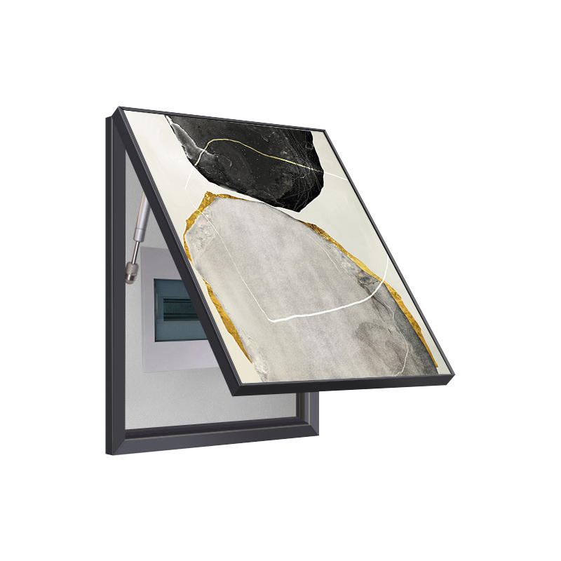 Stone Texture Breaker Box Cover with Gold Edge | Decorative Electrical Panel Art