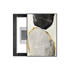 Stone Texture Breaker Box Cover with Gold Edge | Decorative Electrical Panel Art