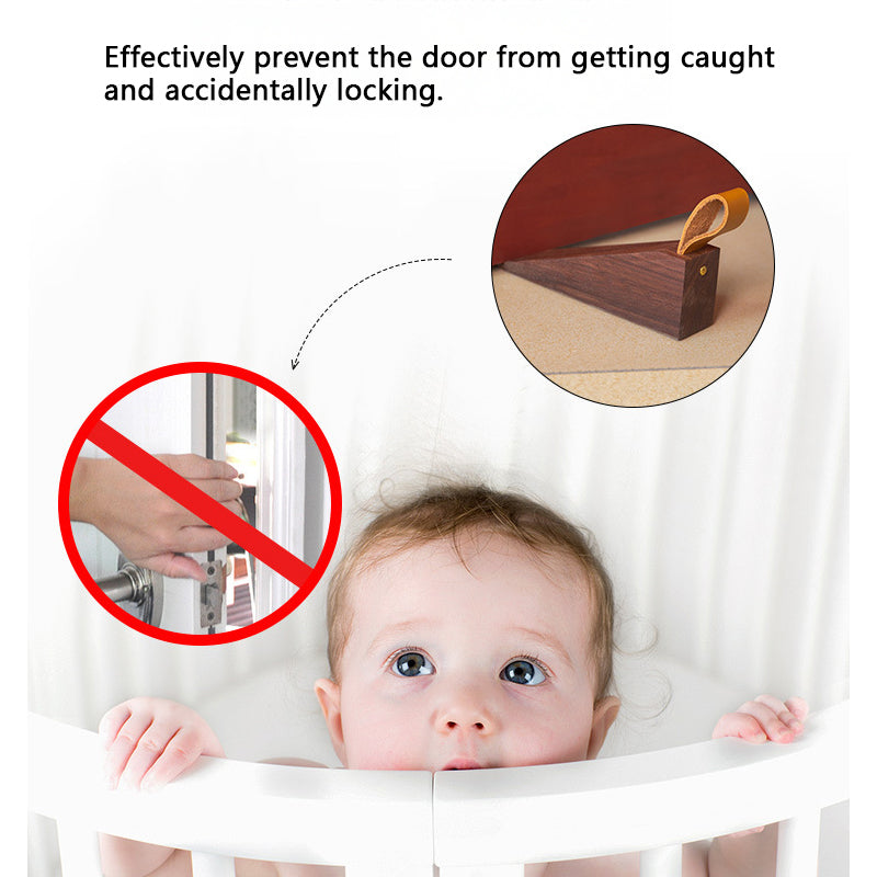 Black walnut wooden door stopper safety top door device
