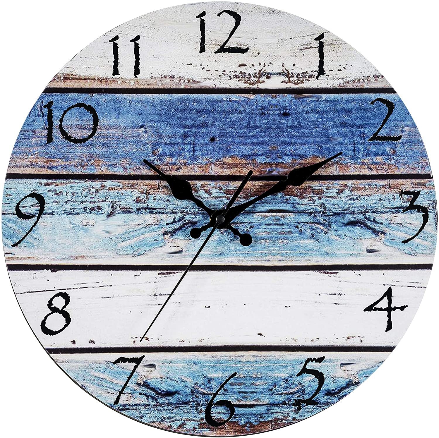 Premium Blue Wooden Creative Wall Clock