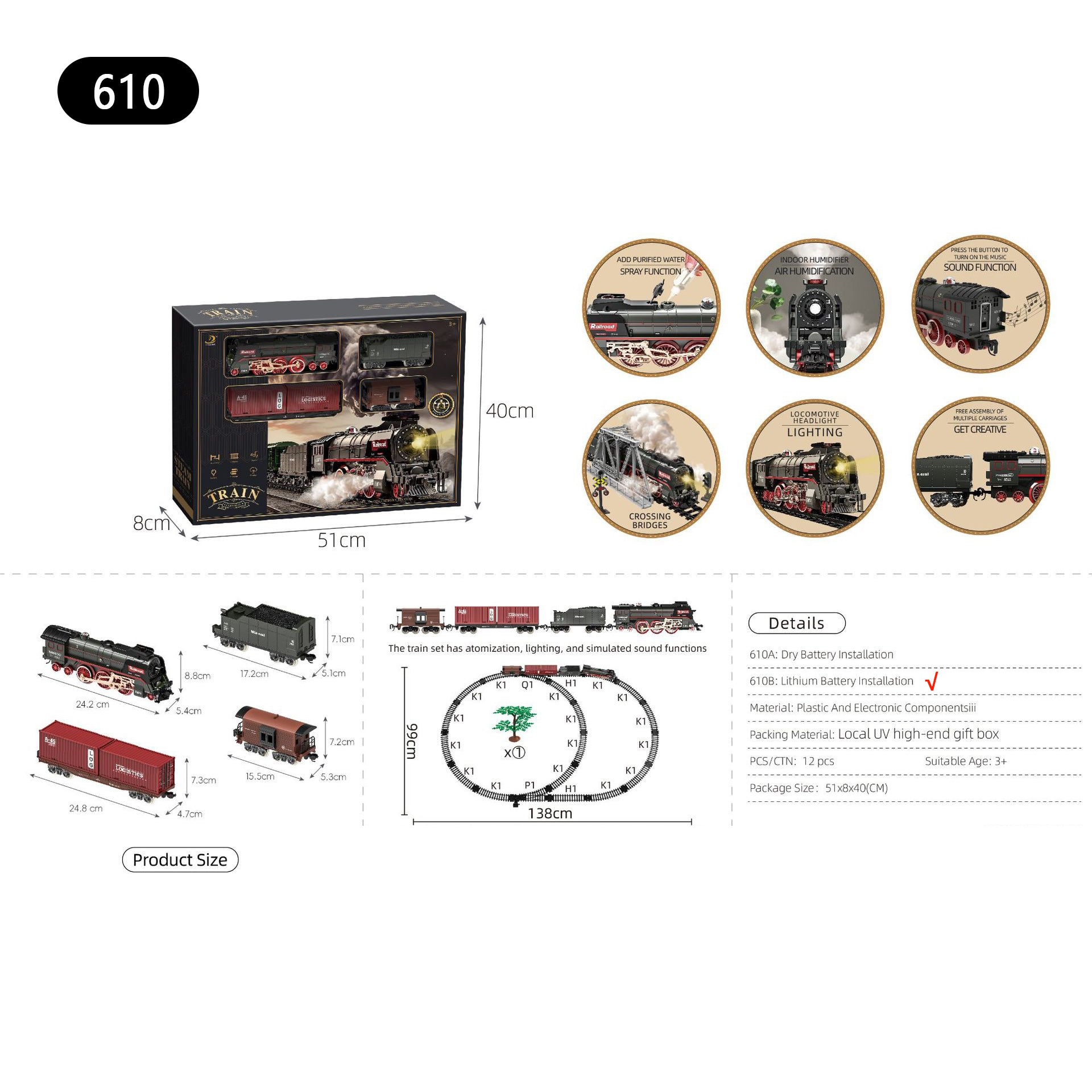 Retro Steam Simulation Electric Small Train