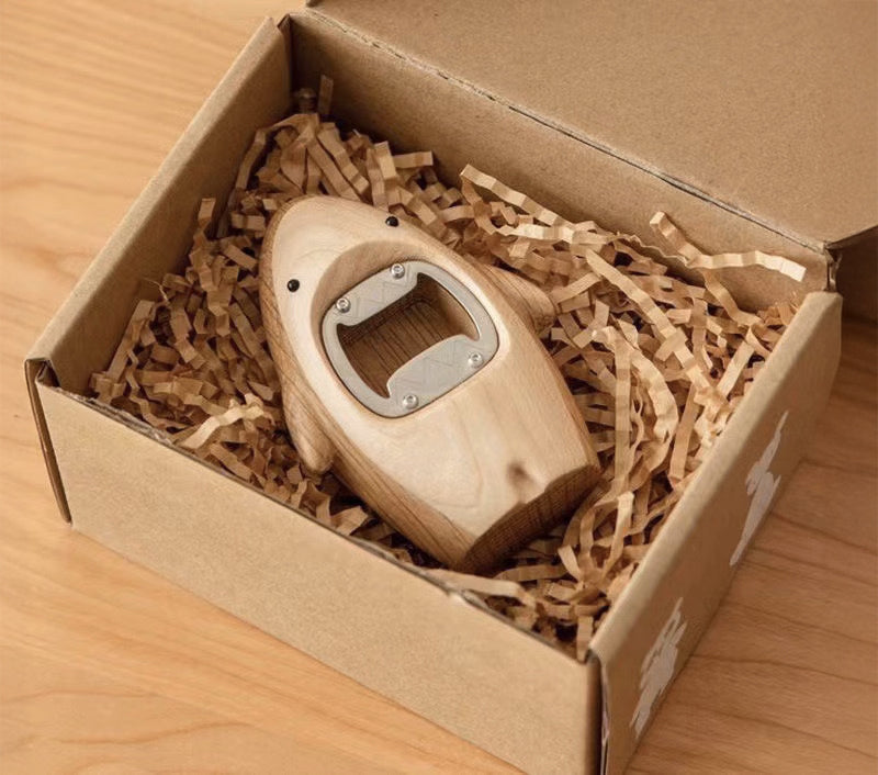 Walnut Shark Bottle Opener Creative Design