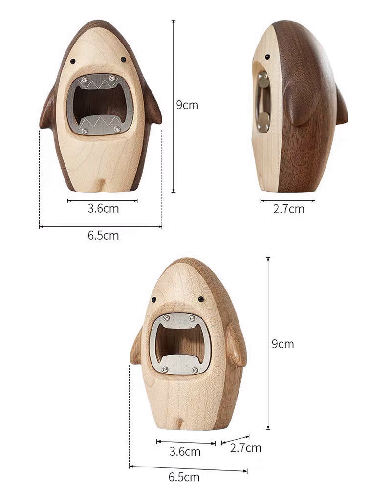 Walnut Shark Bottle Opener Creative Design
