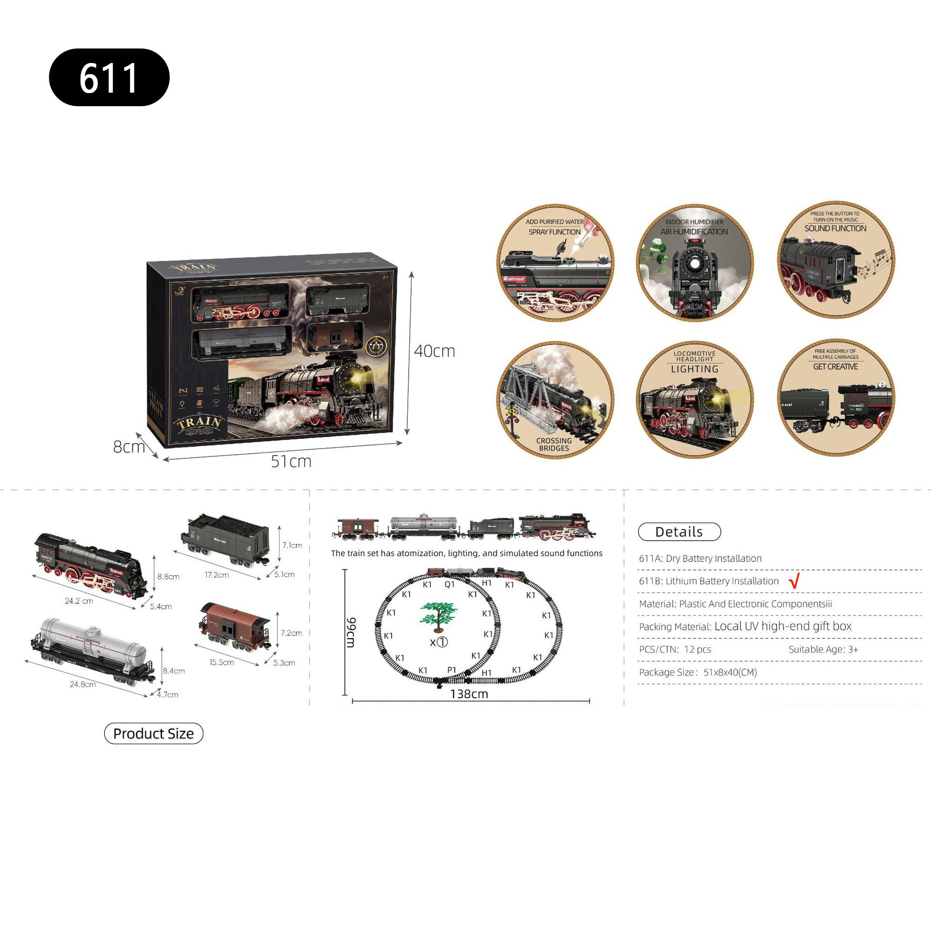 Retro Steam Simulation Electric Small Train