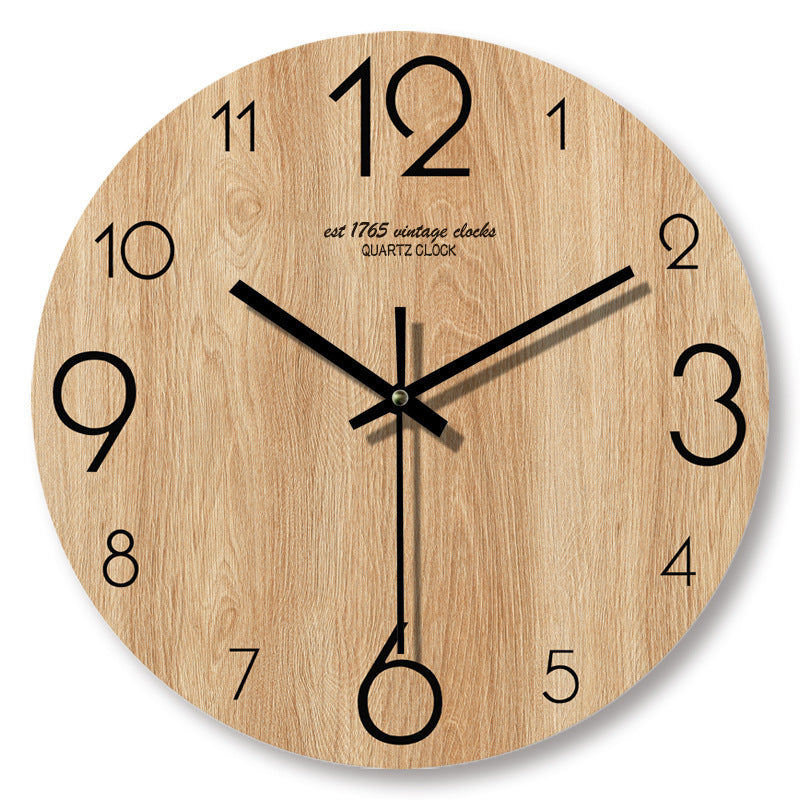 Wooden Wood Grain Minimalist Wall Clock
