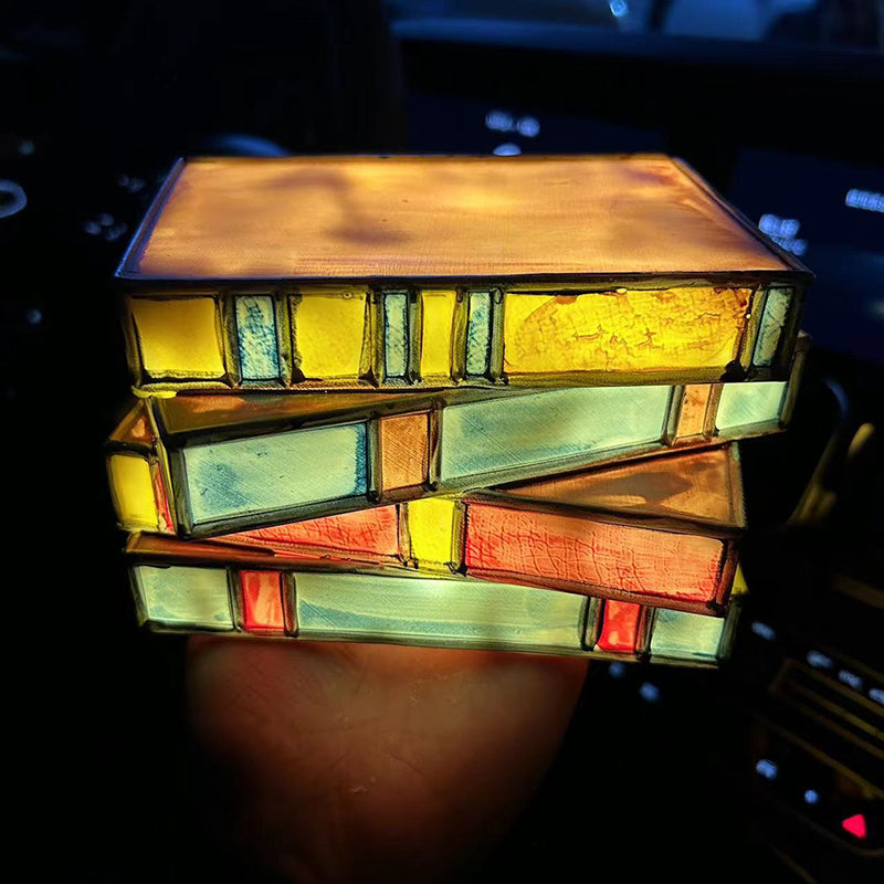 Stained Resin Stacked Books Lamp