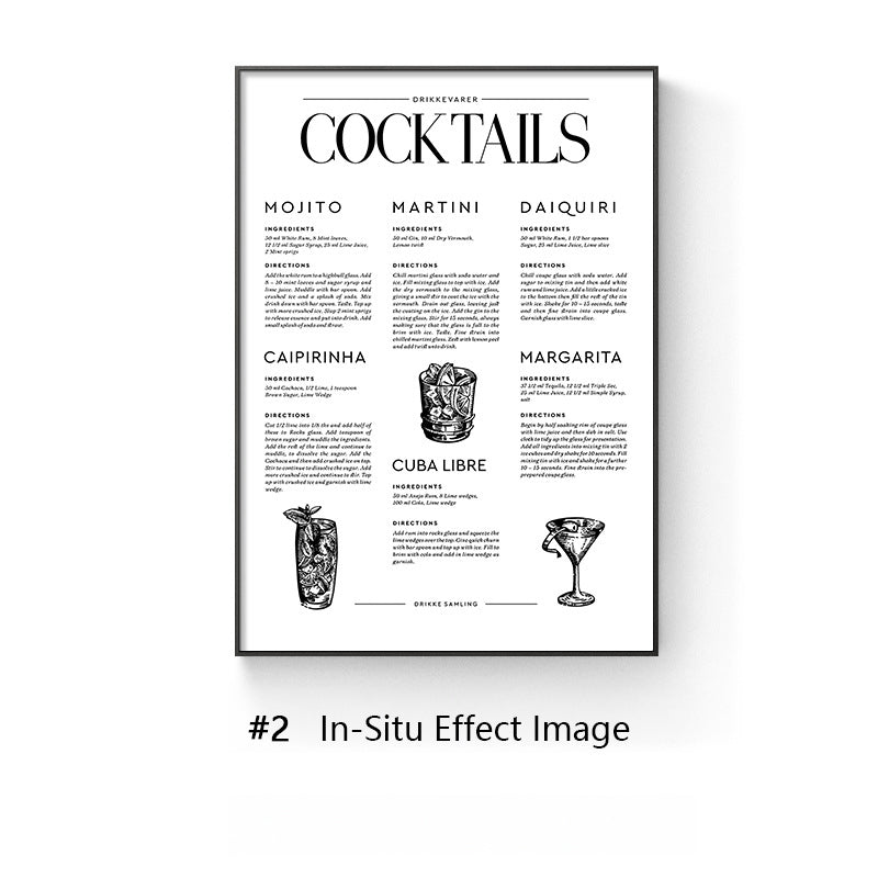 Cocktail Menu Breaker Box Cover | Decorative Electrical Panel Wall Art | Horizontal Version