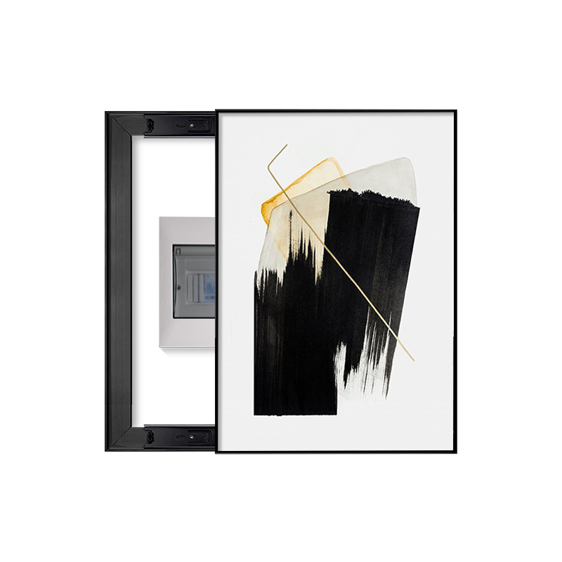 Gold & Black Brushstroke Breaker Box Cover | Modern Electrical Panel Conceal