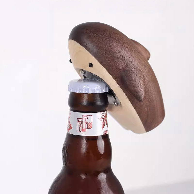 Walnut Shark Bottle Opener Creative Design