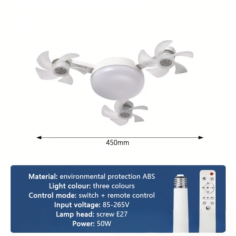 E27 Screw-in Remote Control Fan Three Gears Dimming