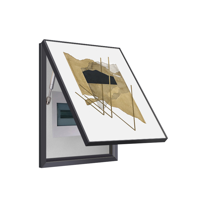 Golden Abstract Geometric Breaker Box Cover | Stylish Electrical Panel Conceal