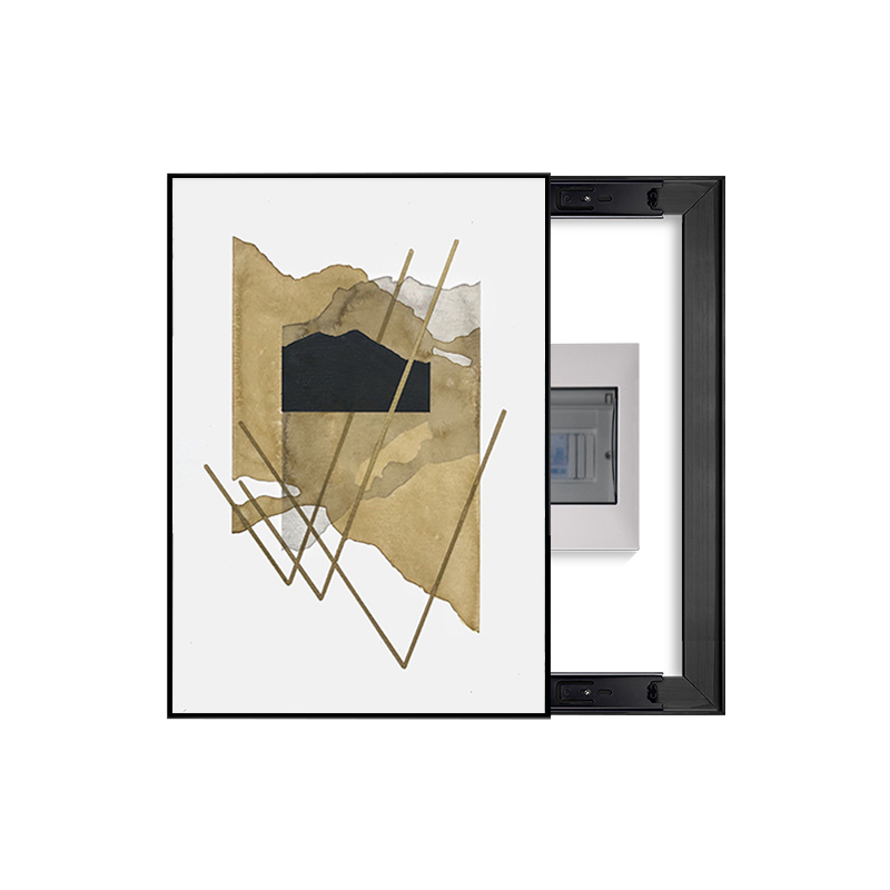 Golden Abstract Geometric Breaker Box Cover | Stylish Electrical Panel Conceal