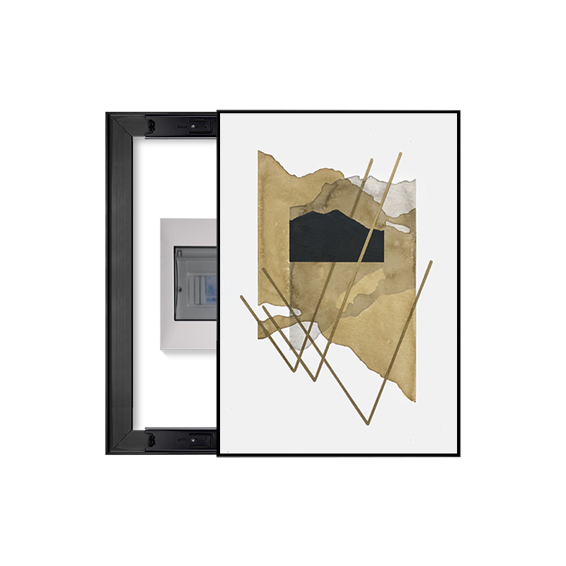 Golden Abstract Geometric Breaker Box Cover | Stylish Electrical Panel Conceal