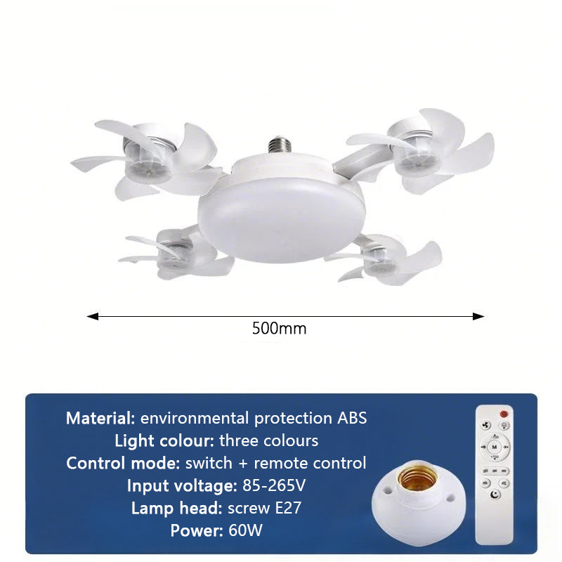 E27 Screw-in Remote Control Fan Three Gears Dimming