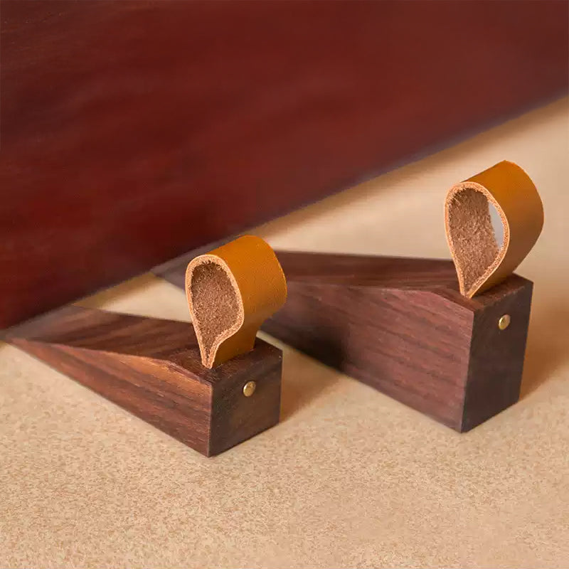 Black walnut wooden door stopper safety top door device