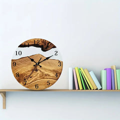 Silent glass decorative clock with wood grain wall clock