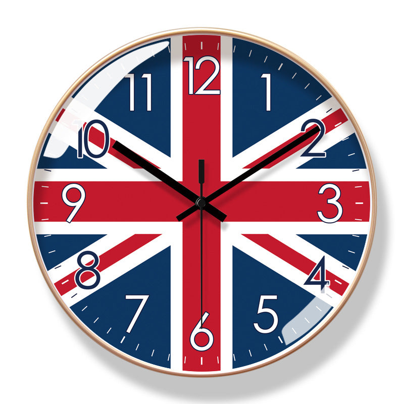 English Style Wall Clock Silent Sweep Seconds Quartz Clock