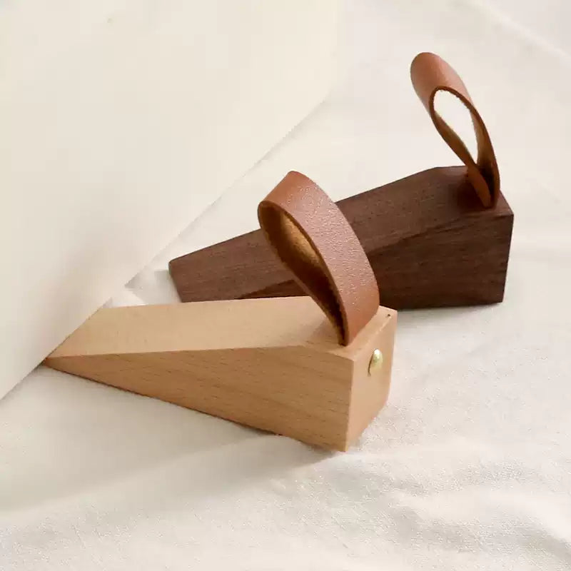 Black walnut wooden door stopper safety top door device