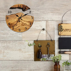 Silent glass decorative clock with wood grain wall clock
