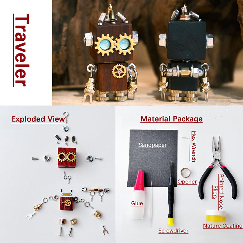 Handmade Wooden Steampunk Robot DIY Material Package