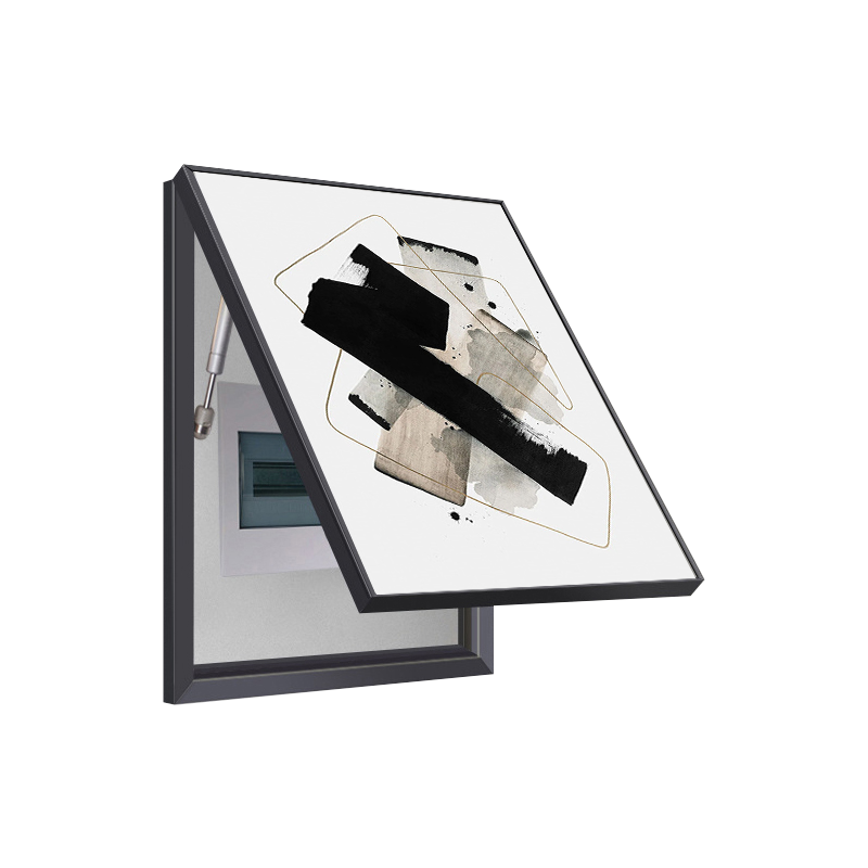 Crossed Black Abstract Shapes Breaker Box Cover | Stylish Electrical Panel Conceal