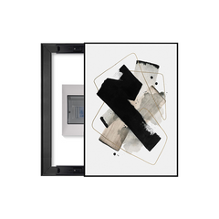 Crossed Black Abstract Shapes Breaker Box Cover | Stylish Electrical Panel Conceal
