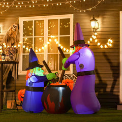 Inflatable Halloween Witches with Cauldron (6ft) – LED Yard Decor